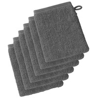 De Witte Lietaer Washandjes Imagine Anthracite - 16.5 x 22 cm - 6 stuks - Zwart - Katoen
