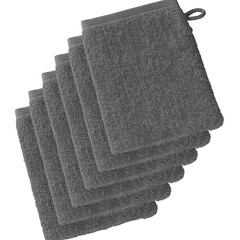 De Witte Lietaer Washandjes Imagine Anthracite - 16.5 x 22 cm - 6 stuks - Zwart - Katoen