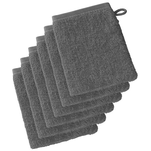 De Witte Lietaer Washandjes Imagine Anthracite - 16.5 x 22 cm - 6 stuks - Zwart - Katoen
