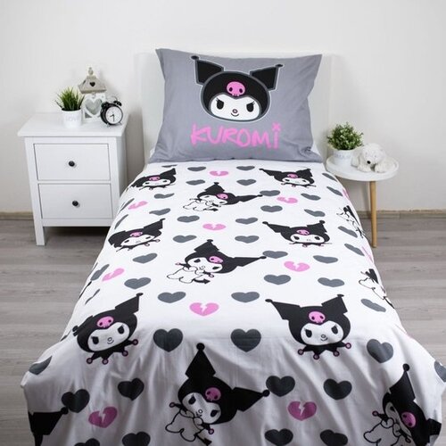 Hello Kitty Dekbedovertrek Kuromi Hearts - 140 x 200 cm / 70 x 90 cm - Katoen