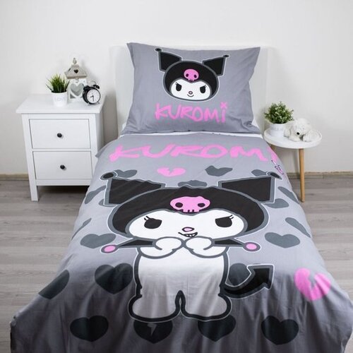 Hello Kitty Dekbedovertrek Kuromi Hearts - 140 x 200 cm / 70 x 90 cm - Katoen