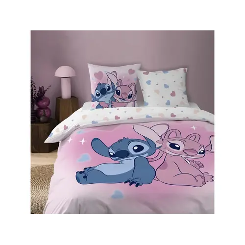 Disney Lilo & Stitch Dekbedovertrek Bisous 240 x 220 cm + 2 x 63 x 63 cm - Katoen