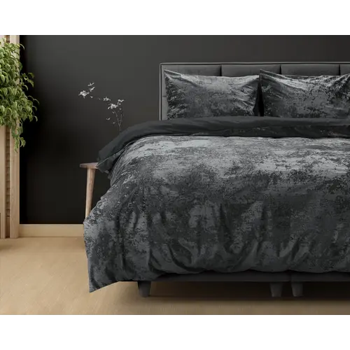Dreamhouse Dekbedovertrek Crushed Velvet Cotton Volcanic Antraciet 140 x 220