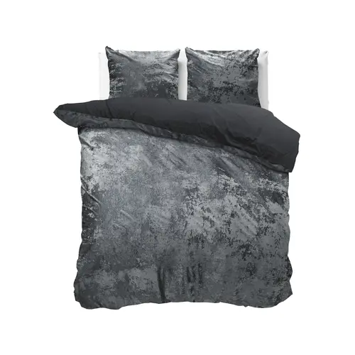 Dreamhouse Dekbedovertrek Crushed Velvet Cotton Volcanic Antraciet 140 x 220