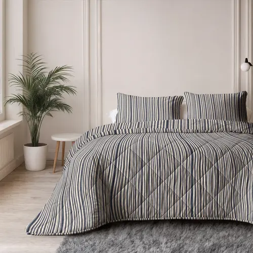 Sleeptime Lazy Dekbed Katoen Stripy Beige/Blauw