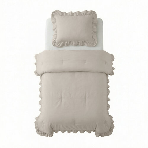 Sleeptime Lazy Dekbed Ruffles Taupe/Grijs