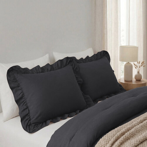 Sleeptime Lazy Ruffles Kussenslopen 2pack Antraciet 60 x 70