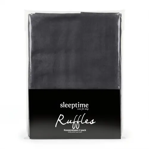 Sleeptime Lazy Ruffles Kussenslopen 2pack Antraciet 60 x 70