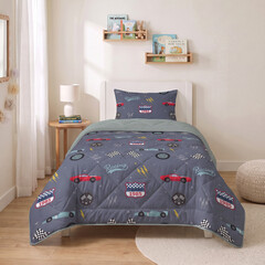 Sleeptime Lazy Kids Dekbed Race auto Blauw 140 x 200 + kussensloop