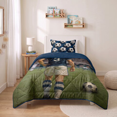 Sleeptime Lazy Kids Dekbed Voetbal ster Blauw 140 x 200 + kussensloop