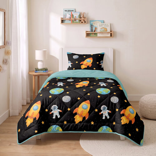 Sleeptime Lazy Kids Dekbed Astronaut Zwart 140 x 200