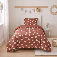 Sleeptime Lazy Kids Dekbed Hartjes Rood 140 x 200 + kussensloop