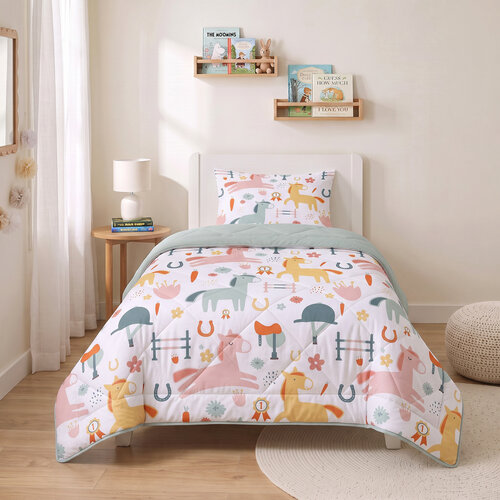 Sleeptime Lazy Kids Dekbed Paardjes Wit 140 x 200