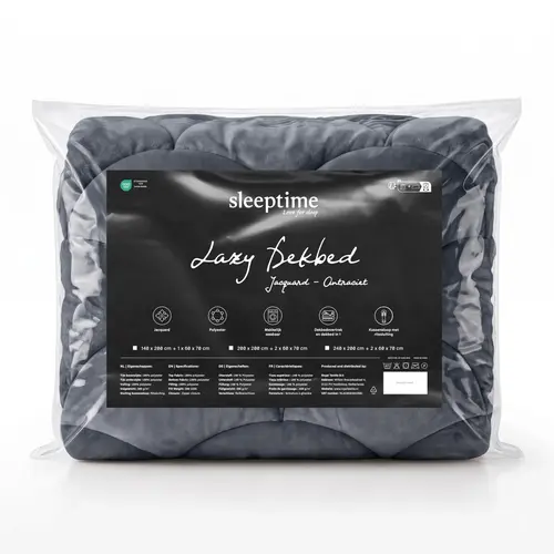 Sleeptime Lazy Teddy/Velvet  Antraciet + kussensloop/kussenslopen