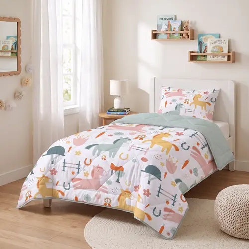 Sleeptime Lazy Kids Dekbed Paardjes Wit 140 x 200