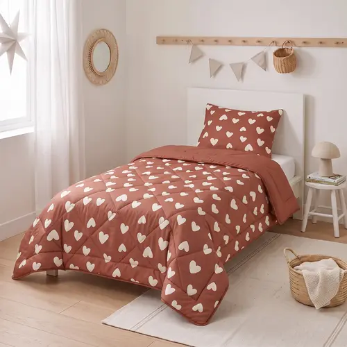 Sleeptime Lazy Kids Dekbed Hartjes Rood 140 x 200