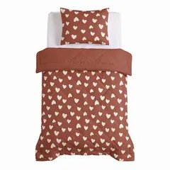 Sleeptime Lazy Kids Dekbed Hartjes Rood 140 x 200 + kussensloop