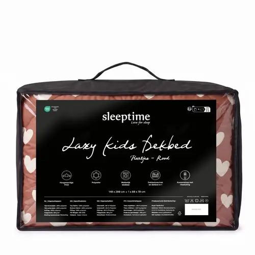Sleeptime Lazy Kids Dekbed Hartjes Rood 140 x 200