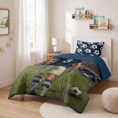 Sleeptime Lazy Kids Dekbed Voetbal ster Blauw 140 x 200