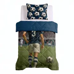 Sleeptime Lazy Kids Dekbed Voetbal ster Blauw 140 x 200 + kussensloop