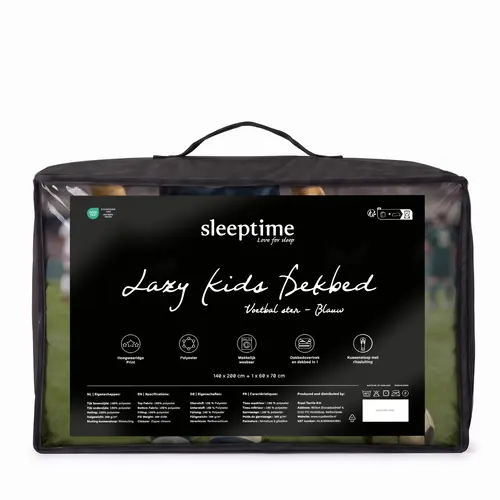 Sleeptime Lazy Kids Dekbed Voetbal ster Blauw 140 x 200