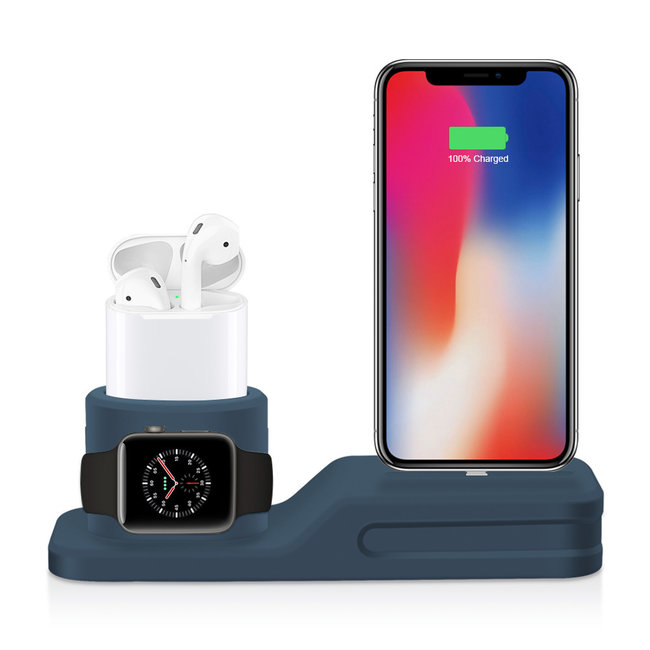 Apple watch silicone 3 in 1 dock - scuro blu - 123watches.it