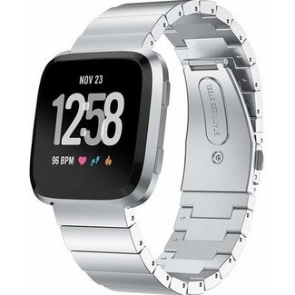 Marca 123watches Fitbit Versa cinturino a maglie d'acciaio - argento