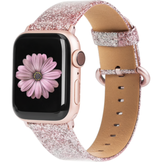 Apple watch fascia in pelle glitterata - rosa - 123watches.it