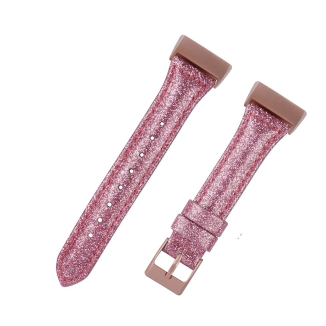Fitbit Charge 3 & 4 fascia in pelle glitterata - rosa