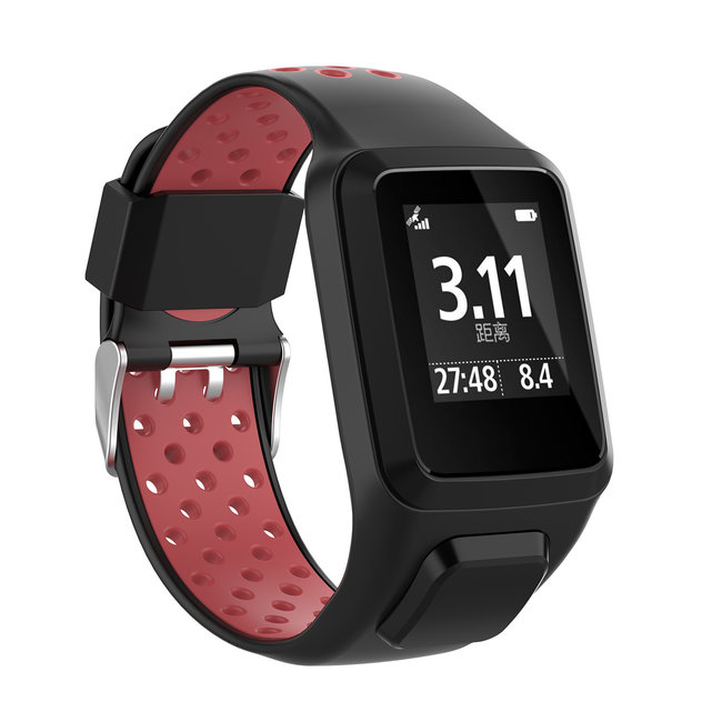 TomTom Runner / Spark / Adventure cinturino con doppia fibbia in silicone -  nero rosso - 123watches.it
