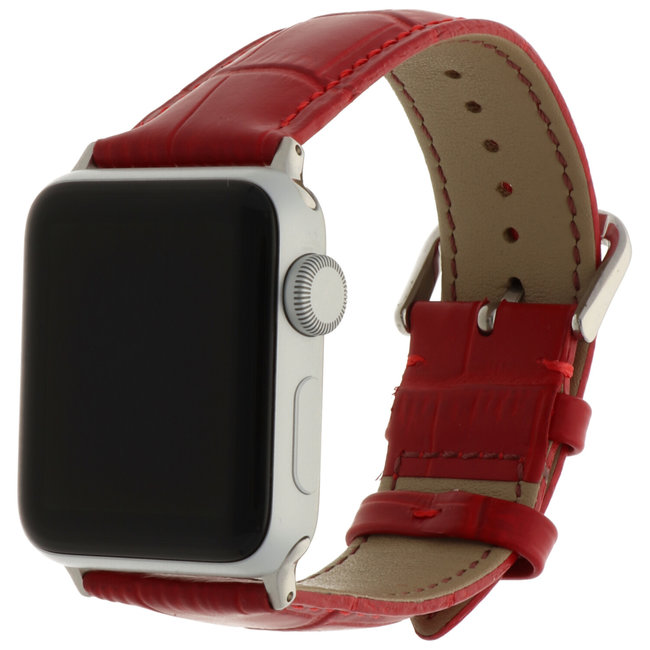 Apple watch cinturino in pelle di coccodrillo - rosso - 123watches.it