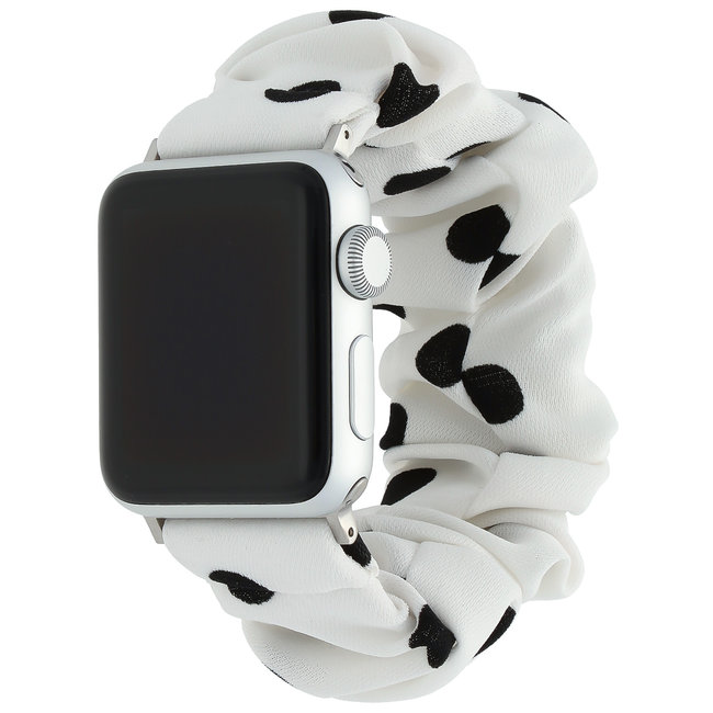 Apple Watch band scrunchie - bianco con punti neri