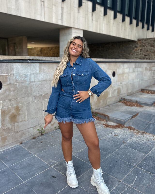 cut out playsuit - denim