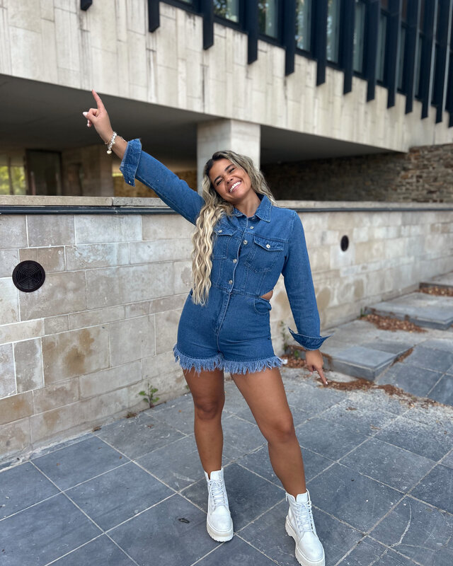 cut out playsuit - denim