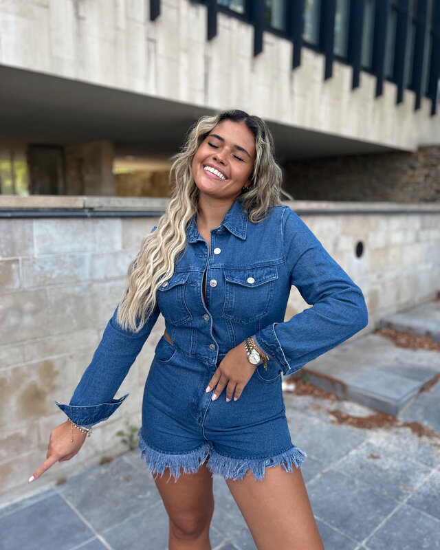 cut out playsuit - denim