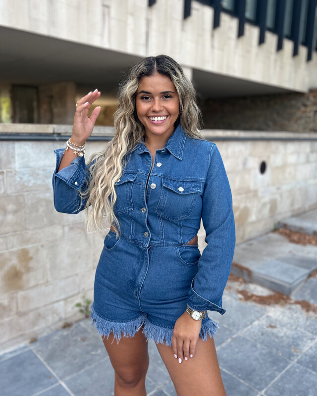 cut out playsuit - denim