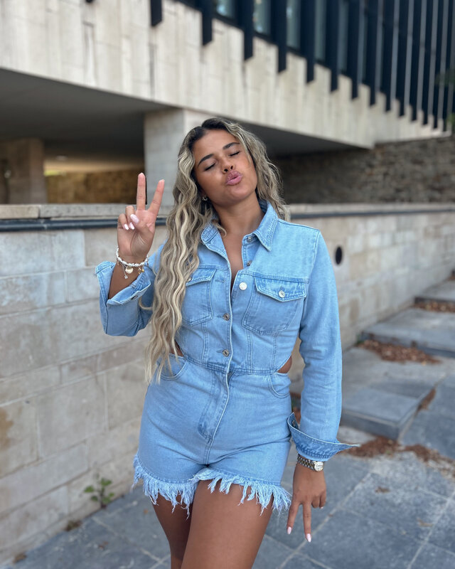 cut out playsuit - light denim