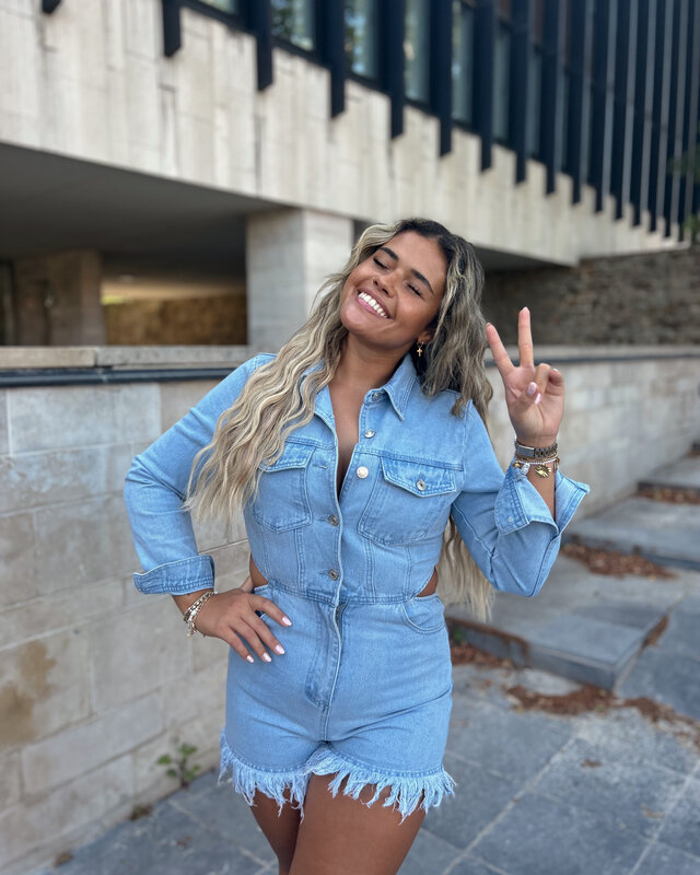 cut out playsuit - light denim