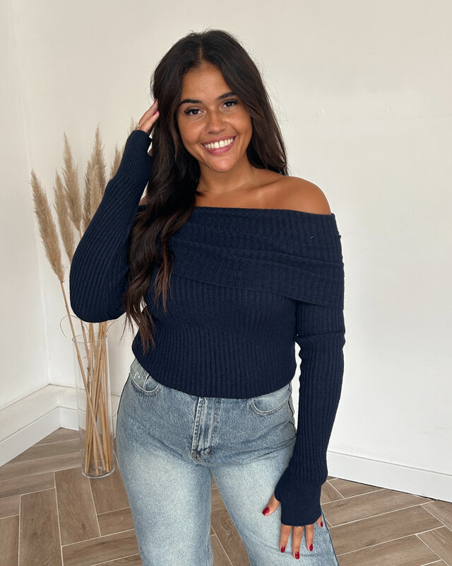 off shoulder trui - navy