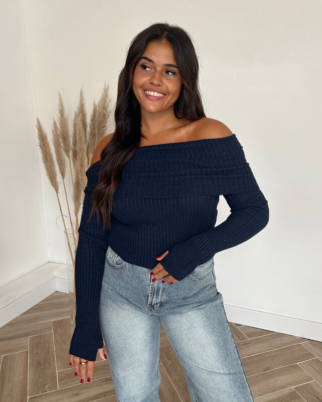 off shoulder trui - navy