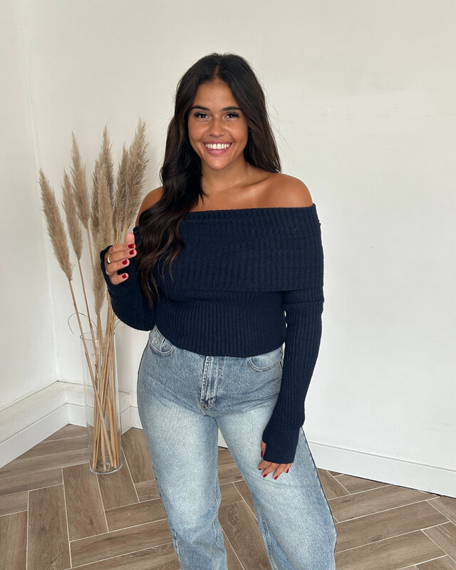 off shoulder trui - navy