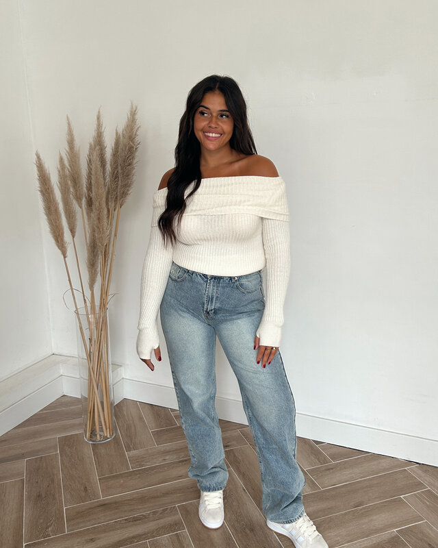 off shoulder trui - creme