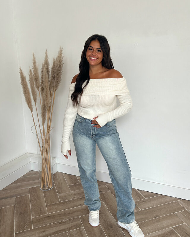 off shoulder trui - creme