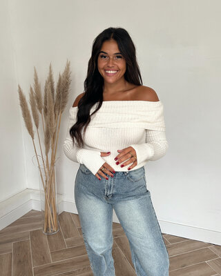 off shoulder trui - creme