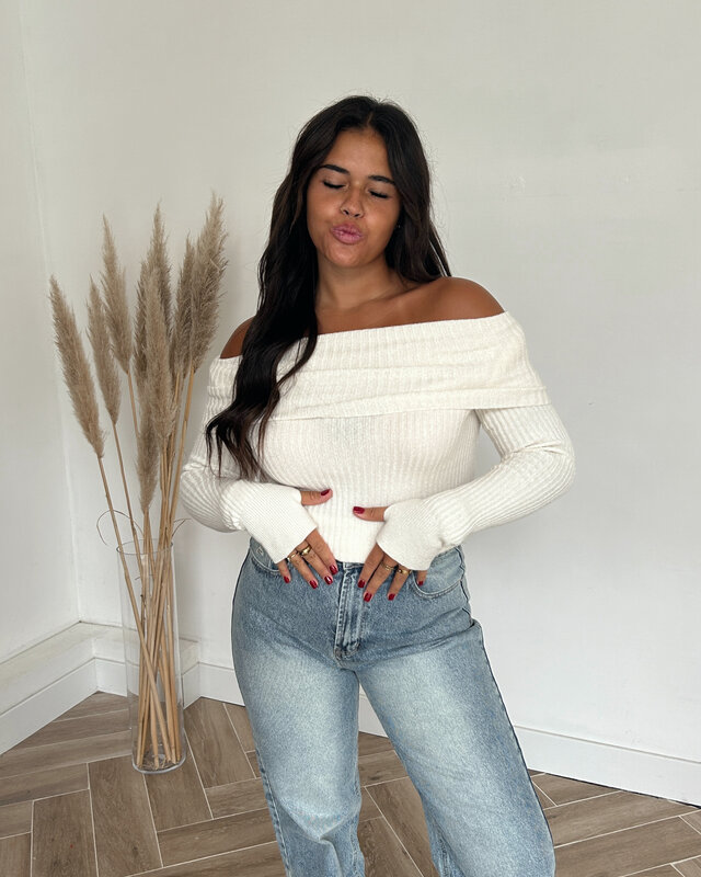 off shoulder trui - creme