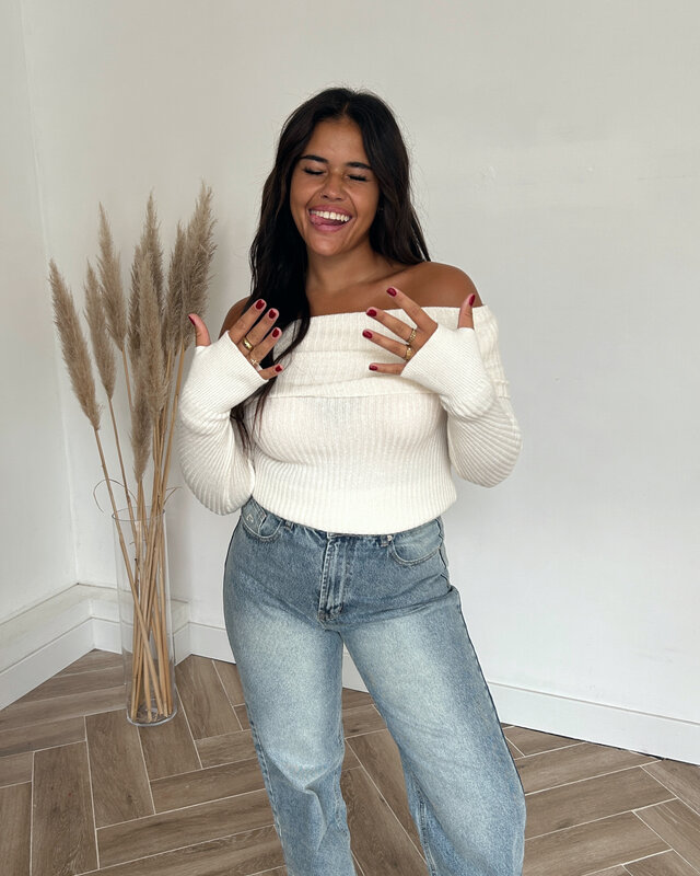 off shoulder trui - creme