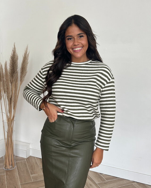 striped sweater - kaki