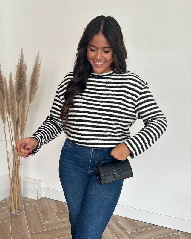 striped sweater - zwart