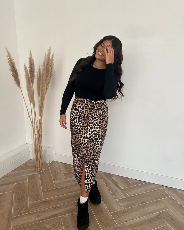 leopard denim rok