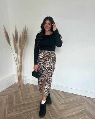 leopard denim rok